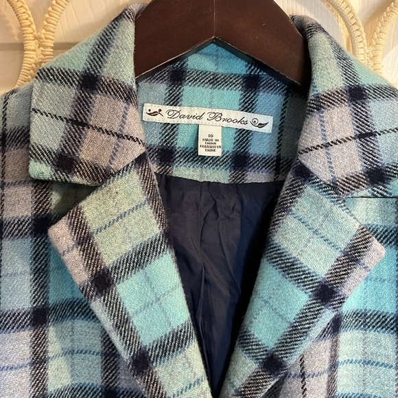 ❤️ David Brooks wool blazer women’s 10 medium blue checkers - Picture 2 of 11